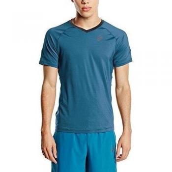 Asics para hombre manga corta superior de zancada, hombre, color Azul - azul, tamaño small
