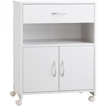 Vinsetto Armario para Impresora con Ruedas Cajón 2 Puertas y Estante 60x39x80 cm Blanco