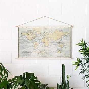 Mapa de Tela Woody Algodón Océanos 60 cm x 90 cm