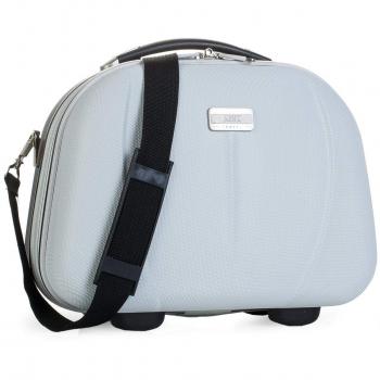 JASLEN - Neceser Mujer Rígido de Viaje Grande y Ligero. Material ABS, Maleta de Aseo Resistente. Cinta Elástica para sugeción a Trolley. Separador Interior con Espejo 56525, Color Blanco-Negro