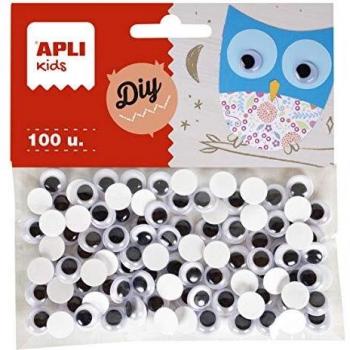 APLI - Bolsa ojos móviles negros ADH.RED.10mm 100 uds