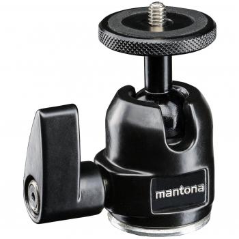 Cabeza de Trípode Mantona Basic Kugelkopf Pequeña - Altura Máxima 4 cm, Color Negro