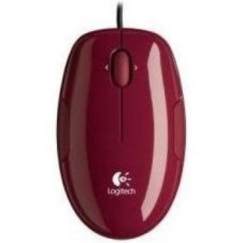 Logitech LS1 - Ratón láser con recubrimiento de goma, color rojo