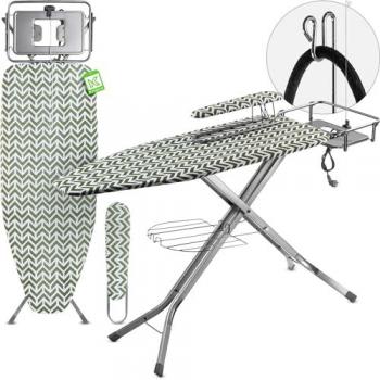 Tabla de Planchar Kadax para Generador de Vapor, con Toma de Corriente y Altura Regulable (130 x 48 cm, Verde)