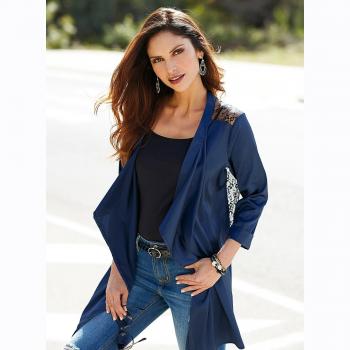 Chaqueta espalda de encaje semitransparente by VencaStyle,AZUL NOCHE/NEGRO,L