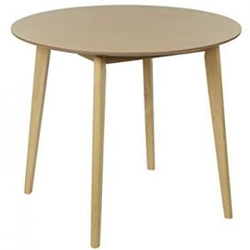 Mesa de Comedor Redonda Sandy 90 cm Madera Clara MDF Patas de Caucho para 4 Personas Estilo Escandinavo