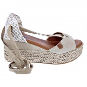 Popa Valdes Cuña Baja Lazada Serraje Arena CB17402010 Esparto Sandalias