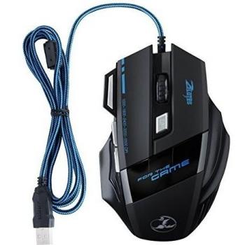 Ratón 5500 DPI para Gaming 1000-1600-2400-3200-5500 DPI LED Óptico con 7 Botón y Alfombrilla de Ratón para Notebook Ordenador Portátil Compatible con Windows 7, 8, 10,Windows XP, Vista, ME, 2000 y Mac OS, o el último sistema