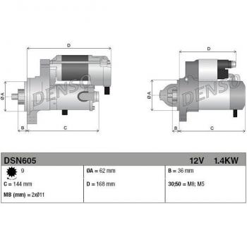 DENSO Starter DSN605 - Motor de arranque, tipo eléctrico, compatible con vehículos específicos, alta durabilidad y rendimiento, fácil instalación, diseño compacto