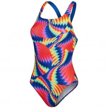 Bañador de mujer de natación Speedo Allover Digital Leaderback azul rojo verde (talla 36) y rosa (talla 42)