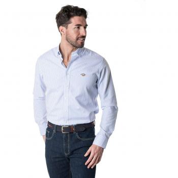 Camisa de hombre classic de rayas en celeste