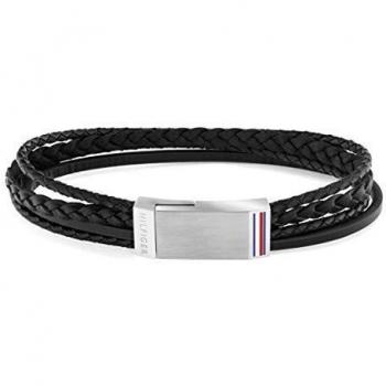 Brazalete con placa y trenza de cuatro cabos para hombre