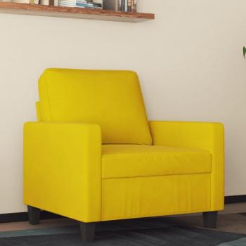 Sillón de terciopelo amarillo 60 cm Vidaxl con estructura de madera, tapizado en terciopelo suave, cojín acolchado y patas de metal doradas