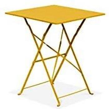 Mesa de jardín plegable tipo bistró de acero amarillo Rome