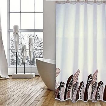 Cortina de Baño Premium de Poliéster con Diseño de Plumas Vintage - 180x200 cm - MSV