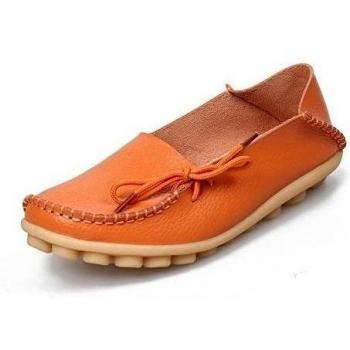 Lucksender - Mocasines de Piel para mujer, color Naranja, talla 37 EU