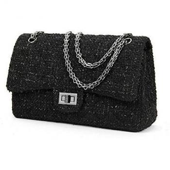Mini Cadena One-Shouldered Bolsa Diagonal 20*7*14cm negro grande cadena de acero de tungsteno