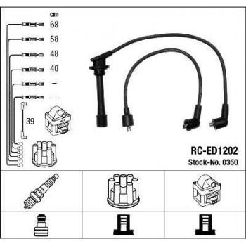 Juego de cables de encendido NGK 0350 - Cables de encendido, alta calidad, resistencia al calor, excelente conductividad eléctrica, diseño específico para vehículos, fácil instalación