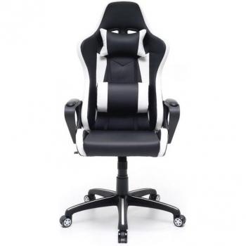Silla Gaming Profesional Blanca con Ruedas Giratorias Antideslizantes 63x63xH118 (126) cm