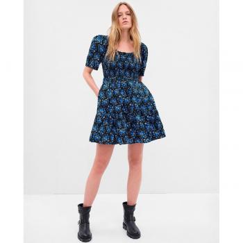 Vestido mini de algodón manga corta Gap