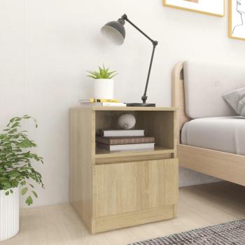 Mesita de noche de roble Sonoma 40x40x50 cm madera multicapa aglomerado