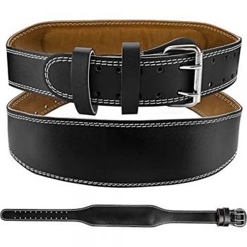 Cinturón Lumbar de Cuero Acolchado para Musculación y Halterofilia - Talla S (75cm a 100cm) Resistente y de Alta Calidad