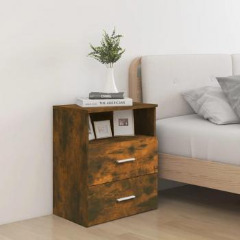 Mesita de noche Smoke Oak 50x32x60 cm, color roble ahumado, dimensiones 50 cm (ancho) x 32 cm (profundidad) x 60 cm (alto)