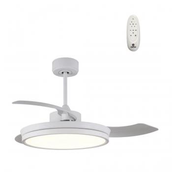 Ventilador de Techo Areca Blanco con Luz LED 48W CCT Policarbonato 2000LM Control Remoto 85cm Diámetro