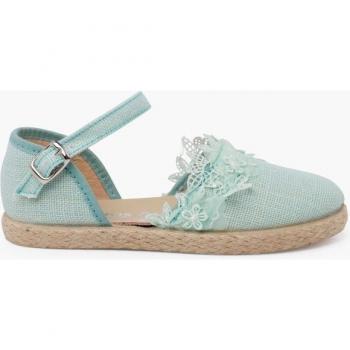 Alpargatas de Ceremonia Pisamonas con Puntilla y Flores para niña - Tallas 22 a 34
