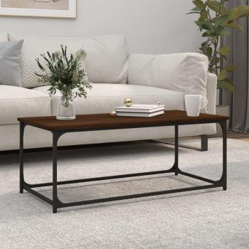 Mesa de centro Roble Marrón 102x50x40 cm Madera Multicapa y Hierro