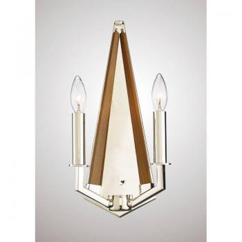 Aplique de pared Hilton 2 Bulbs E14 Níquel Pulido / Madera Taupe