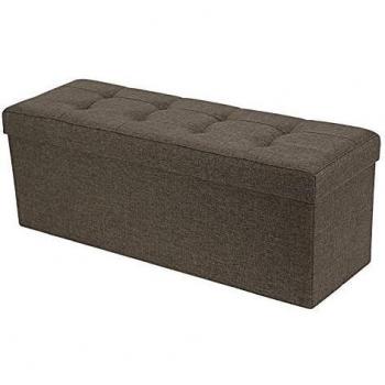 Songmics Baúl Puff Taburete de almacenamiento Esponja engrosada Plegable marrón 110 x 40 x 38 cm LSF91Z