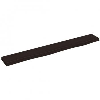 Estante de pared de madera de roble macizo tratado marrón oscuro 80x10x2 cm