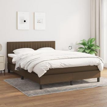 Cama box spring suave con colchón marrón oscuro 140x190 cm Tela Vidaxl