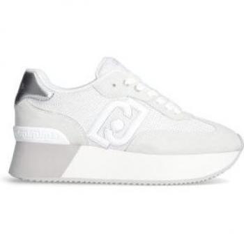 Liu Jo Dreamy 02 Women's Logo Platform Sneakers in White/Silver Suede Mesh