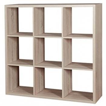 Estantería Bedford A105, abierta sin pared trasera, aglomerado laminado, color roble sonoma, 114 x 114 x 32 cm