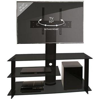 VCM Bulmo tv-furniture con subwoofer y 3-glass Soporte para estantes, 120 cm, aluminio), color negro
