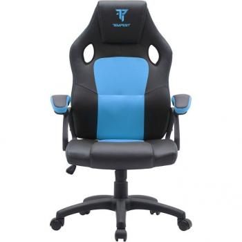 Silla Gaming Tempest Discover Azul con diseño ergonómico, reposabrazos ajustables, soporte lumbar, material transpirable y base de metal resistente