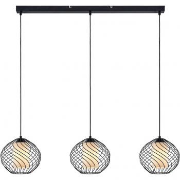 Lindby Cedrice lámpara colgante jaula de metal negro, 3 luces