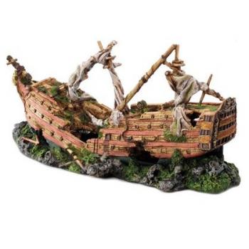 Barco Galeón para Acuario XXL 73x26.5x34 cm Decoración Hundido Ornamento Grande