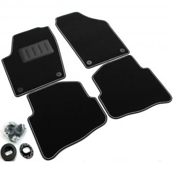 Il Tappeto Auto SPRINT04002 Alfombrillas de Moqueta Antideslizantes para Coche, Borde Bicolor, Talonera de Goma Reforzada, Color Negro