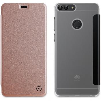Muvit MUFLC0162 - Funda Folio Parte Trasera Transparente para Huawei P Smart, Rose Gold