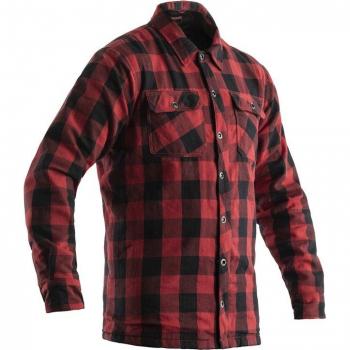 Camisa de Motocicleta RST Lumberjack Manga Larga Aramid Negra y Roja