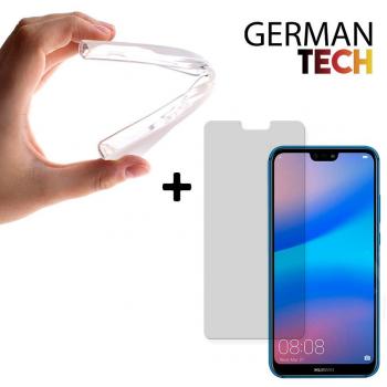 German Tech Funda Gel Flexible para Huawei P20 Lite, Carcasa TPU Transparente + Protector de Pantalla Cristal Vidrio Templado Premium {Magic Pack