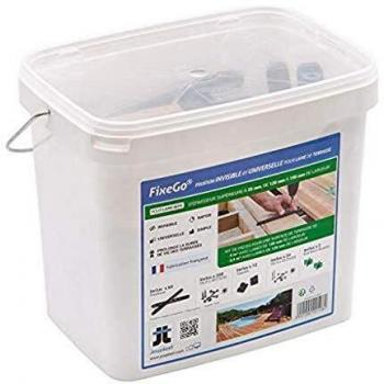 Fijación Invisible para Lamas de Terraza de Madera - FIXEGO - Jouplast - Compatible con lamas de 25 mm y más