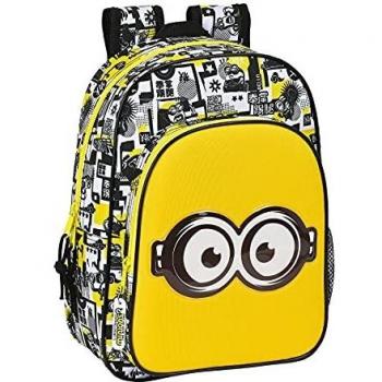 Safta Mochila Escolar Infantil Animada de Minions, 260x110x340 mm, Blanco/Negro/Amarillo
