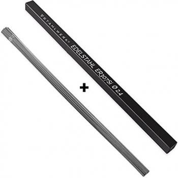 STAHLWERK varillas para soldar ER307Si acero inoxidable de alta aleación Ø 2,4 x 500 mm / 2 kg material de aportación TIG, Caja de almacenamiento incluida