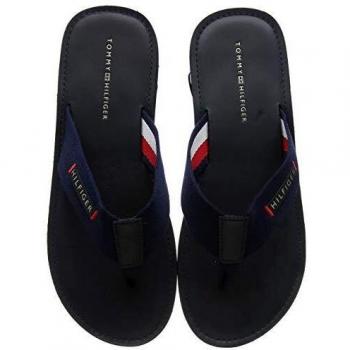 Tommy Hilfiger Elevated Leather Beach Sandal, Chanclas para Hombre, Azul