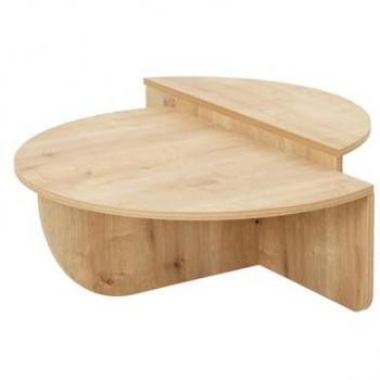 Mesa de centro redonda modular de madera diseño CARLOW - Acabado roble claro, adaptable y versátil