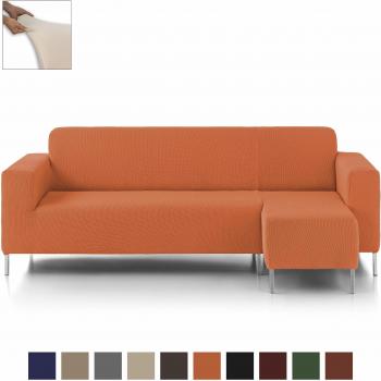 Eiffel Textile Nimes Funda para Sofá, Algodón, Naranja, Chaise Longue Brazo Largo Derecha, 280 x 195 x 2 cm